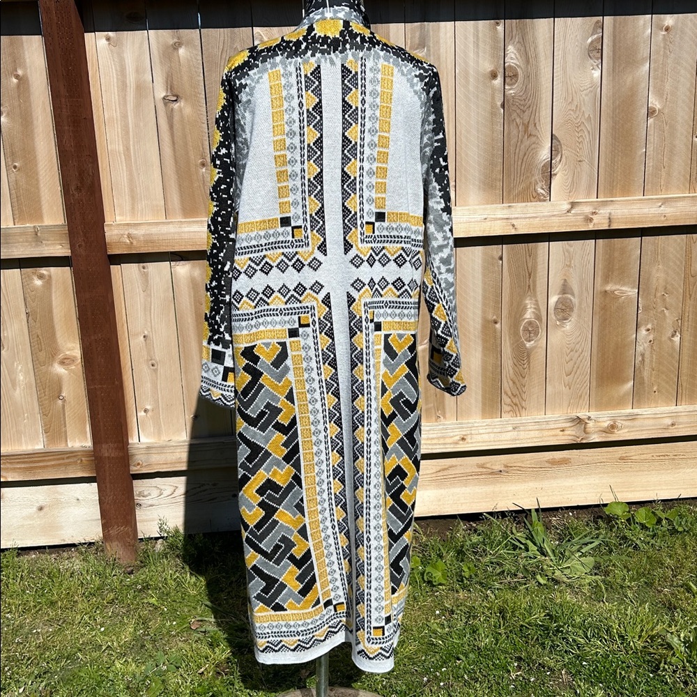 Vertigo Geometric Patterned Long Duster Cardigan - image 3